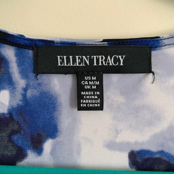 Ellen Tracy Watercolor Floral Faux Wrap Dress M - Picture 2 of 6